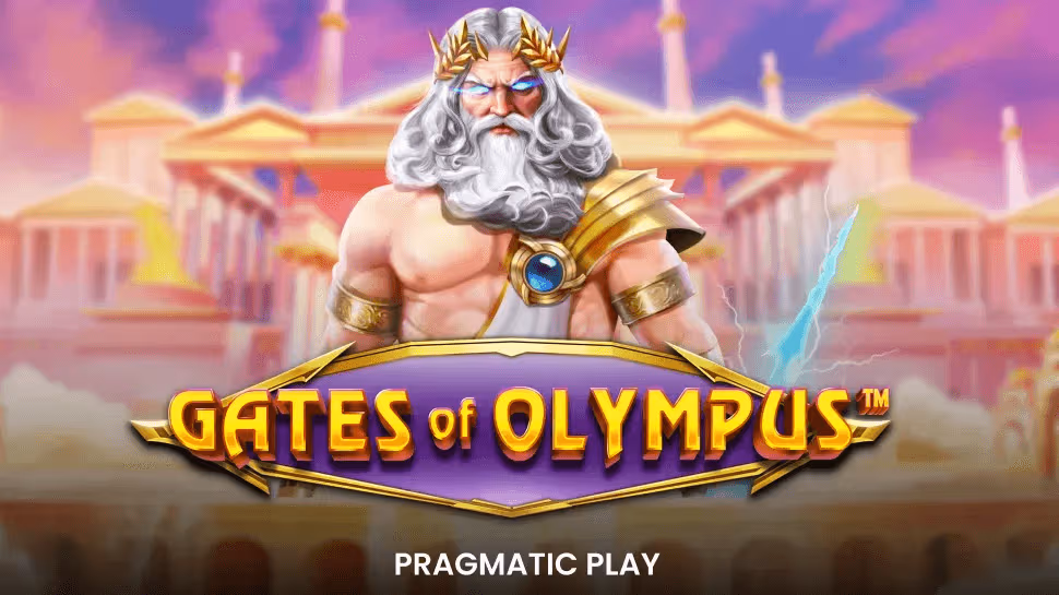 Pantalla del slot Gates of Olympus mostrando la grilla 6x5 con Zeus y multiplicadores